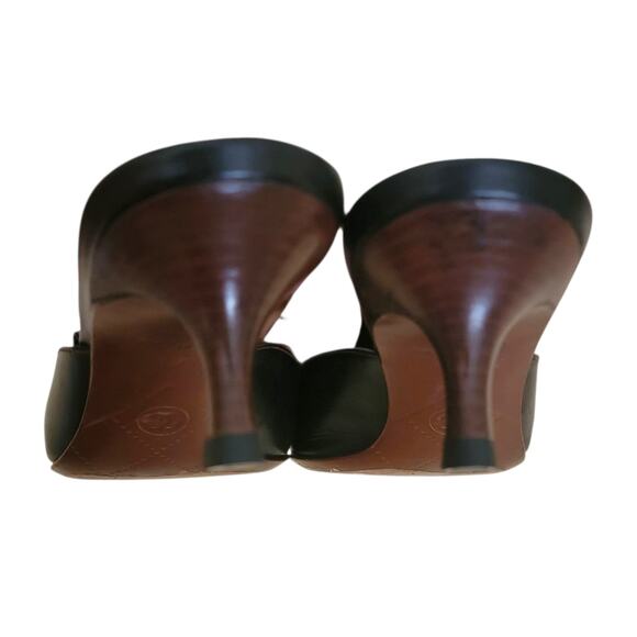 Chanel Vintage Black Leather CC Logo Kitten Heel Slip-On Mules 36.5 6 Heels - Picture 8 of 15